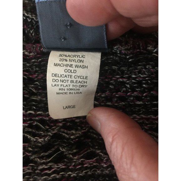 A2 Armand & Alba Cropped Sweater Loose Open Weave Tie Front USA Purple Gray - Picture 8 of 8